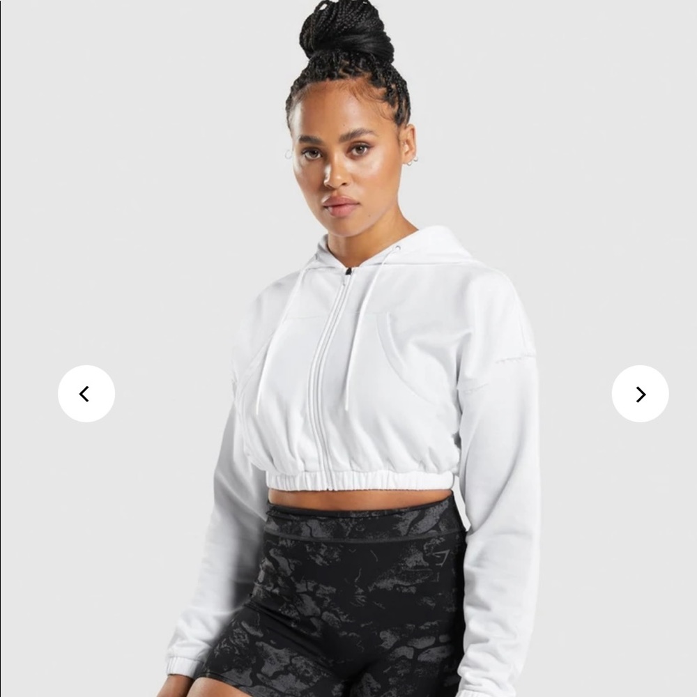KK FIT Zip- up Cropped Hoodie Clean White Size M